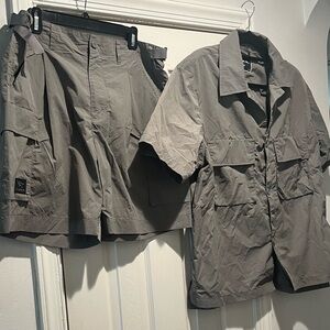 Men's Safari-Inspired Windbreaker 2-Piece Jacket and Shorts Set